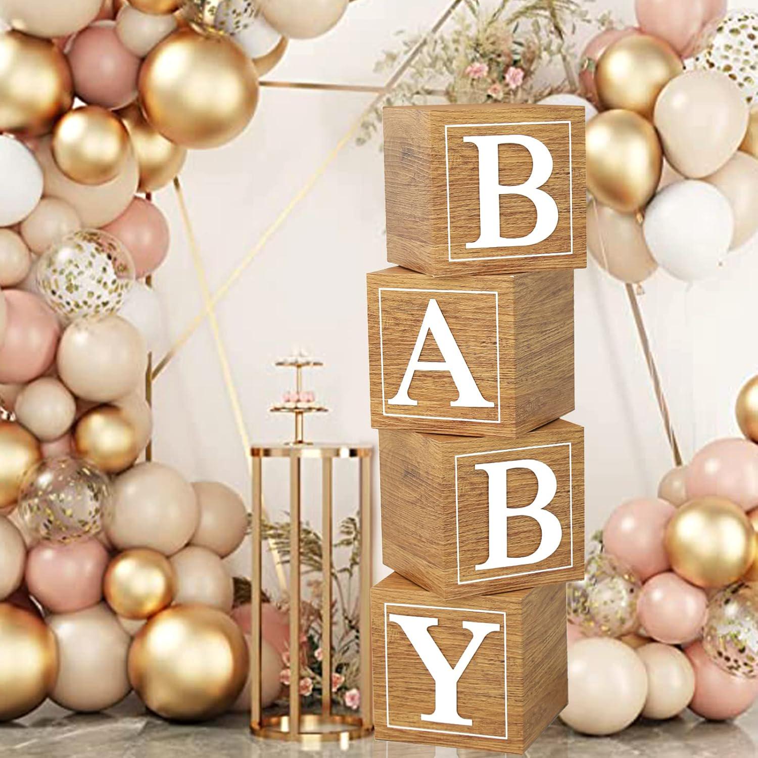 Teddy Bear Baby Shower Boxes, Wood Grain BABY Blocks, First Birthday ...