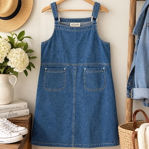 korean style jumper dress Denim Belted dress