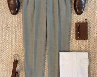 Vintage Yves Saint Laurent Hahnentritt Bundfaltenhose 34x30 – Maßgeschneiderte Freizeithose