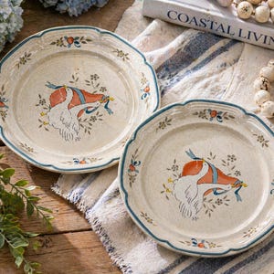 Vintage International Marmelad Gås Salladstallrikar Set om 2 Japan Stengods Cottage Kitchen