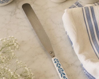 Spatola per glassa vintage giapponese per uso domestico / Manico blu fiordaliso, spatola per glassa retrò