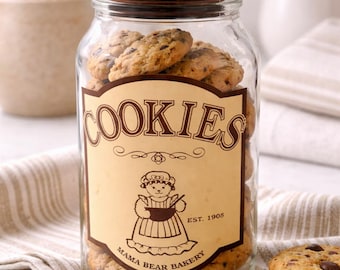 Vintage Carlton Glass Cookie Jar Mama Bear Bakery Teddy Bear Canister w Lid