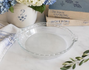Vintage Pyrex #229 Flavor Saver Pie Plate Clear Glass Baking Dish Mid Century