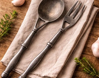 Vintage Wilton Armetale Columbia Pewter Serving Set Ladle Fork Large Utensils