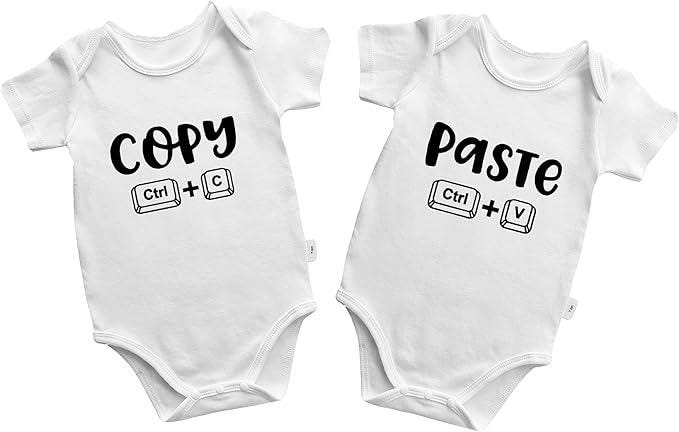 Copy Paste Twins Bodysuits: Newborn Cotton Rompers for Boys Girls