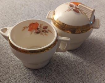 Juego de azucarero con tapa Sebring Pottery Vermillion Rose Triumph American Limoges