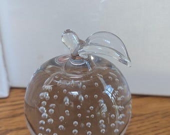 Pisapapeles de manzana de cristal transparente con burbujas de aire, hecho a mano en Taiwán.