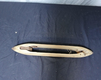 Vintage Wooden Weaving Loom Boat Shuttle with Metal Tips