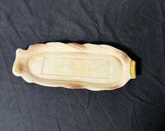 Ceramic Decorative Tray - Green and Brown Accents - Approx. 10 inches