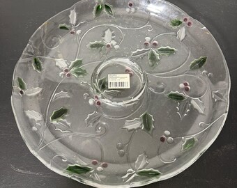 Mikasa Merry Holly Glass Serving Platter