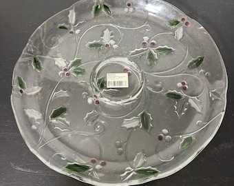 Mikasa Merry Holly Glass Serving Platter