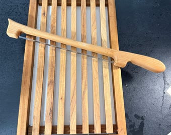 Fiddle Bow Bread Knife and Board with crumb catcher made in Montana