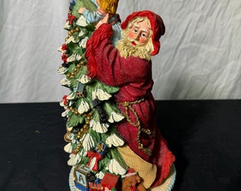Santa Holding Child With Christmas Tree Figurine #20504-1
