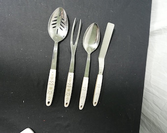 Vintage Flint Wheat Arrowhead Stainless Serving Utensils Set