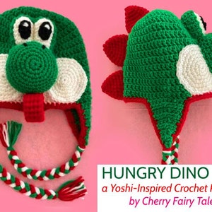 Hungry Dino HatYoshi-Inspired Crochet Hat Pattern