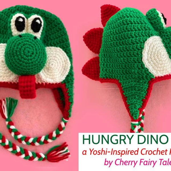 Hungry Dino Crochet Hat Pattern