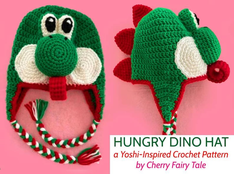 Hungry Dino HatYoshi-Inspired Crochet Hat Pattern