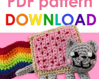 Bufanda de crochet con diseño de gato arcoíris Meme ***¡SOLO PATRÓN!***