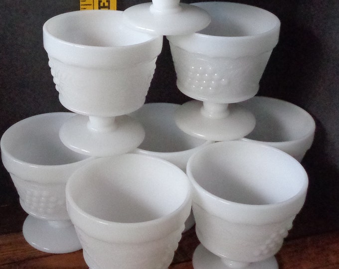 8 Vintage Milk Glass Dessert Dishes Etsy