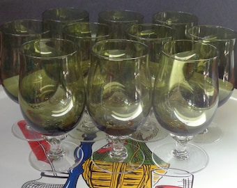 10  HAND BLOWN wine juice cordial  cocktail GLASSES  barcart ware