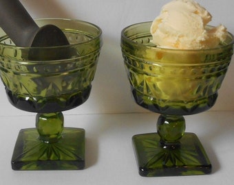 6 Park Lane Green by Colony Set of  six  Champagne/Tall Sherbet footed dishes