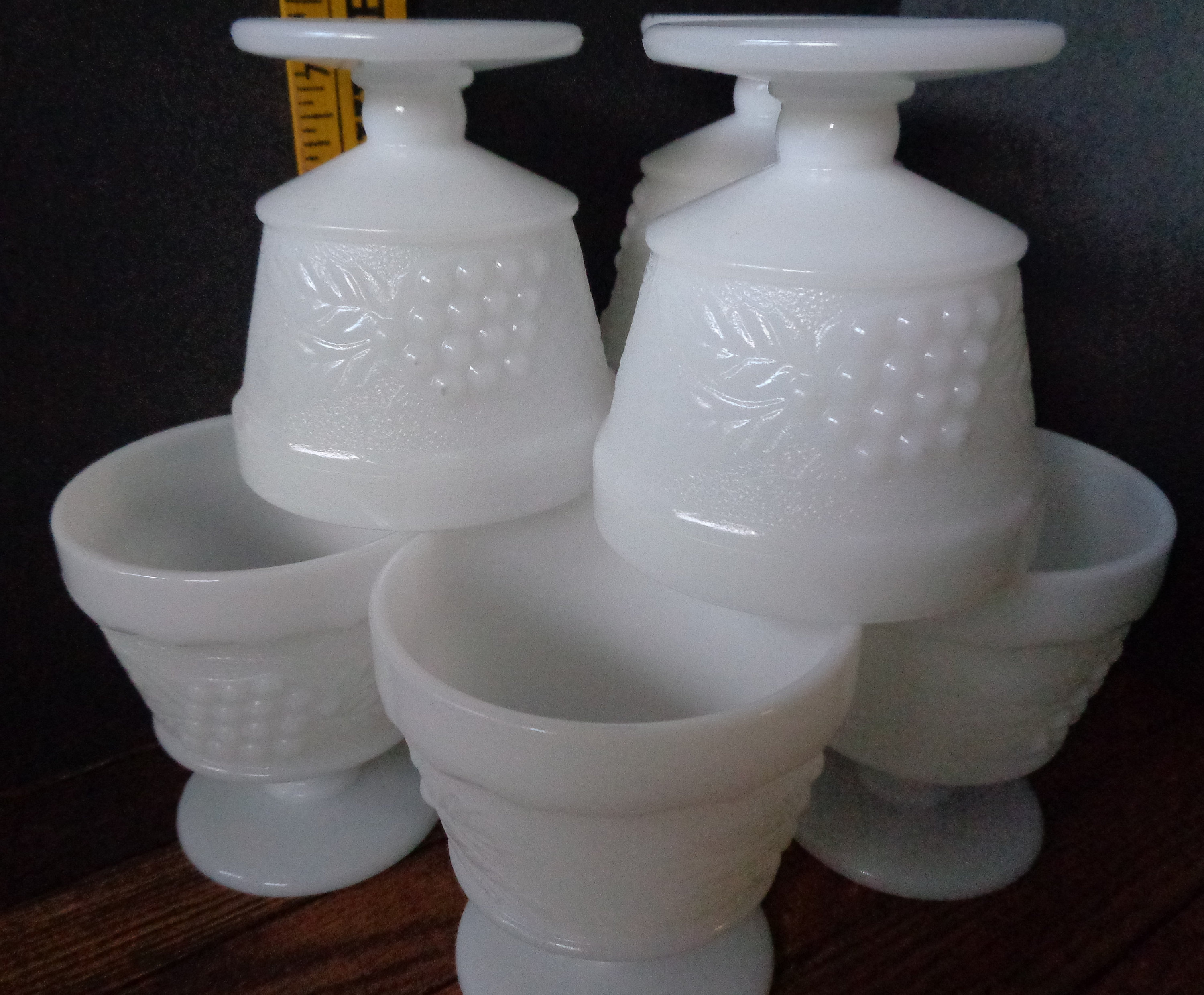 8 Vintage milk glass dessert dishes Etsy