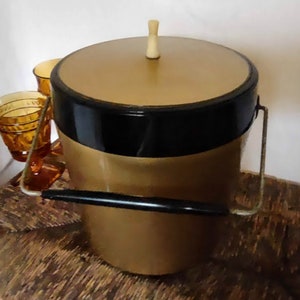 Wózek barowy Vintage MCM Gold z wiaderkiem na lód, niezbędny w połowie wieku