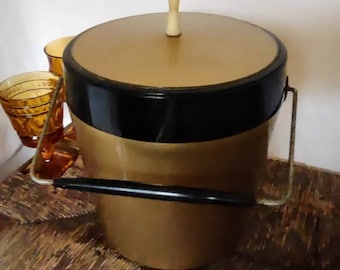 Vintage MCM gold ice bucket bar cart essential Mid-century
