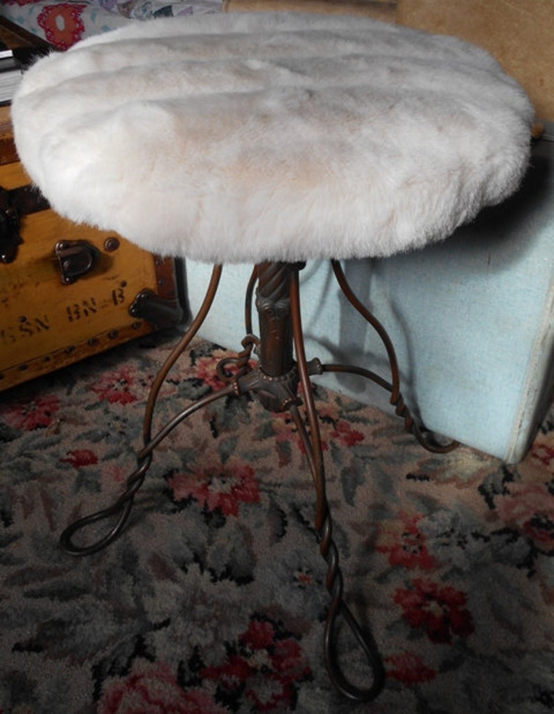 Not 3 Adjustable Industrial Chair Upcycled Shipping Special 79 Twisted Iron Organ Piano Stool Vintage Faux Fur Upcycled Victorian 4 Feet Living Room Furniture Home Living