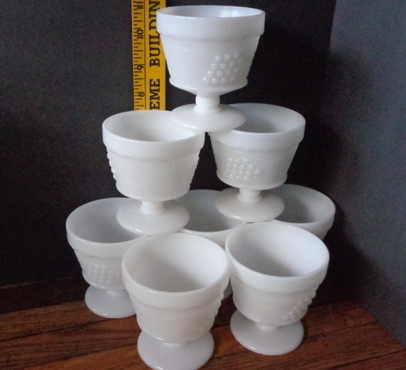 8 Vintage Milk Glass Dessert Dishes Etsy