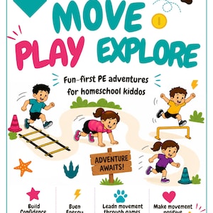 Preschool & Kids Movement Program PDF | Ages 4-10 Homeschool PE, Coordination, Development | Fun Fitness Games image 1