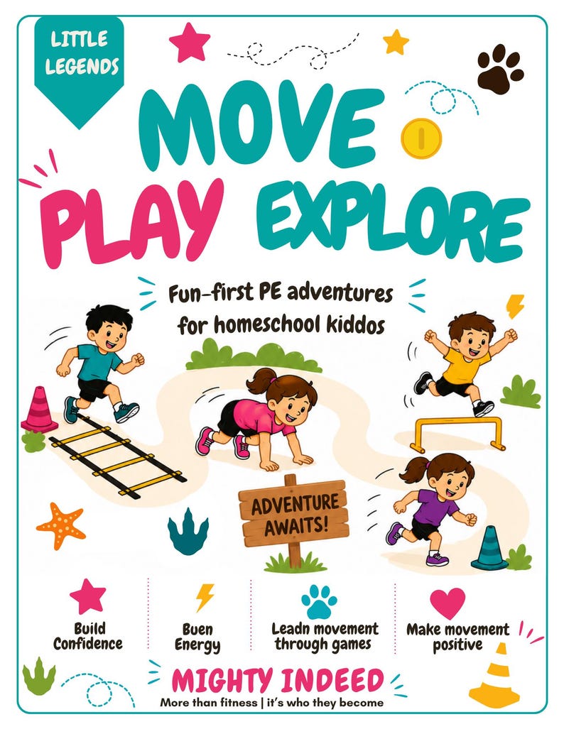 Preschool & Kids Movement Program PDF | Ages 4-10 Homeschool PE, Coordination, Development | Fun Fitness Games image 1