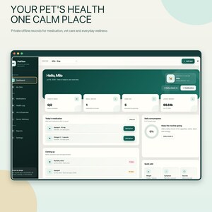 Pet Health Tracker App, Dog Cat Medication Vet Record Planner (Digital Download)