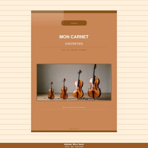 Wartungsprotokoll für Streichinstrumente | Violine, Bratsche, Cello, Kontrabass | Druckbares PDF | Revisionsverfolgung