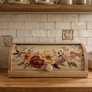 Solid Beech Storage, Natural Wood Bin for Bread, Handmade Eco Friendly Rustic Kitchen Decor.