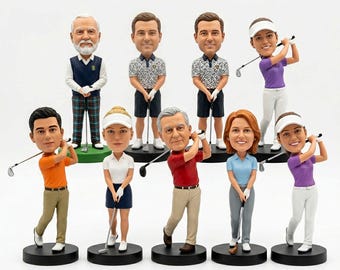 Custom Golf Bobblehead Figurine: Handmade Clay Golfer Award, Personalized Gift