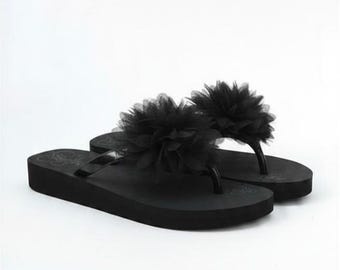Ciabatte a fiore nero