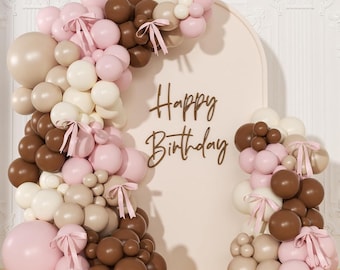 Boho Cowgirl Balloon Arch Kit, Pink Brown White Western Birthday Decorations