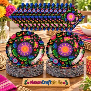 Day Of The Dead Plates And Napkins Set, 120-Piece Paper Fiesta Tableware