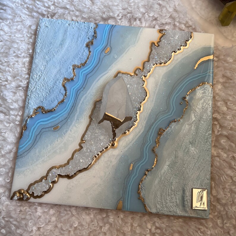 Soft Blue Quartz Resin Geode Blue Geode Resin Wall Art Blue - Etsy