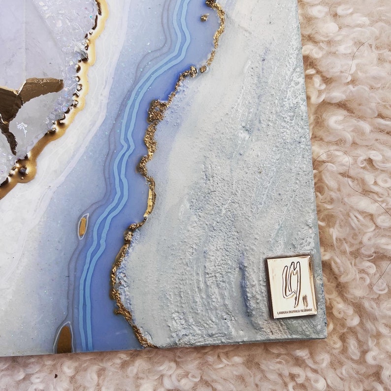 Soft Blue Quartz Resin Geode Blue Geode Resin Wall Art Blue - Etsy