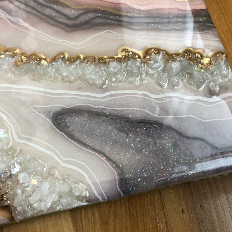 Rose Quartz Resin Geode Pink Geode Resin Wall Art Pink Wall Etsy