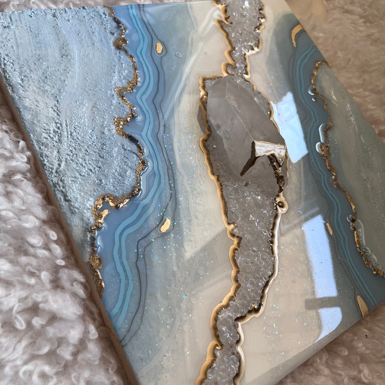 Soft Blue Quartz Resin Geode Blue Geode Resin Wall Art Blue - Etsy