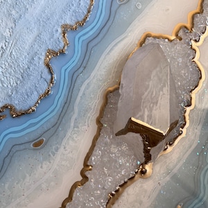 Soft Blue Quartz Resin Geode, Blue Geode Resin Wall Art, Blue Textured ...