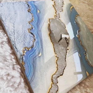 Soft Blue Quartz Resin Geode, Blue Geode Resin Wall Art, Blue Textured ...