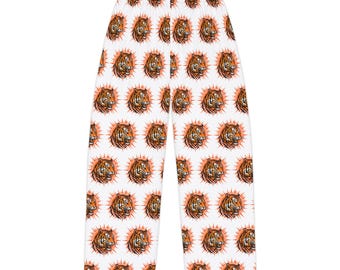 Pantalones de pijama con estampado de tigre y sol / Ropa de estar por casa ligera para mujer
