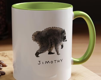 Kubek do kawy Jimothy Raccoon Viral 11 uncji, Słynny kubek do kawy z szopem z Seattle, Krótki kubek do kawy z królem Jimothy. Uroczy kubek Trash Panda, Uroczy szop