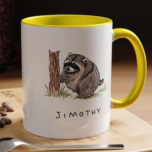 Jimothy Raccoon Viral 110z Coffee Mug, Cute Trash Panda Mug, Famous Seattle Raccoon Coffee Mug, Short King Jimothy Coffee Mug, Cute Raccoon