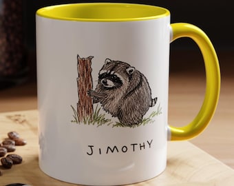 Jimothy Raccoon Viral 110z Coffee Mug, Cute Trash Panda Mug, Famous Seattle Raccoon Coffee Mug, Short King Jimothy Coffee Mug, Cute Raccoon