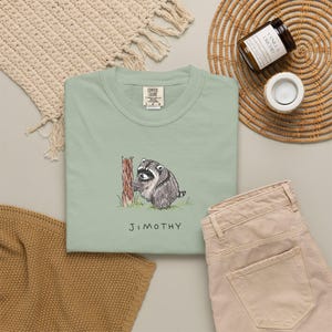 Comfort Colors® Jimothy Raccoon Viral Shirt, Short King Jimothy Tee. Cute Trash Panda Shirt, Famous Seattle Raccoon Shirt, Cute Baby Raccoon image 3